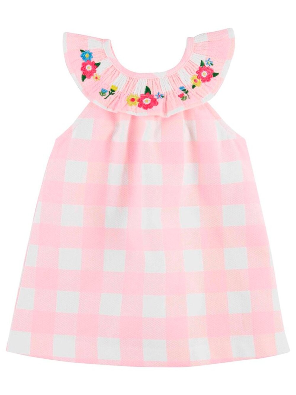 Mud Pie Baby/Toddler Girl Pink Gingham Smocked Dress Size 12-18 Month NEW